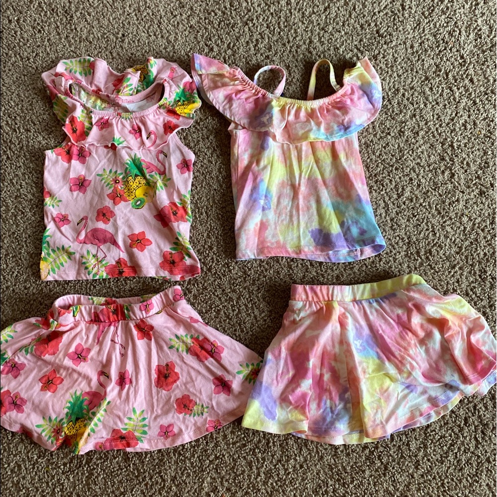 Two piece ruffle tops with skirts